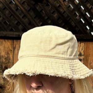 Forever 21 Beige Frayed Bucket Hat